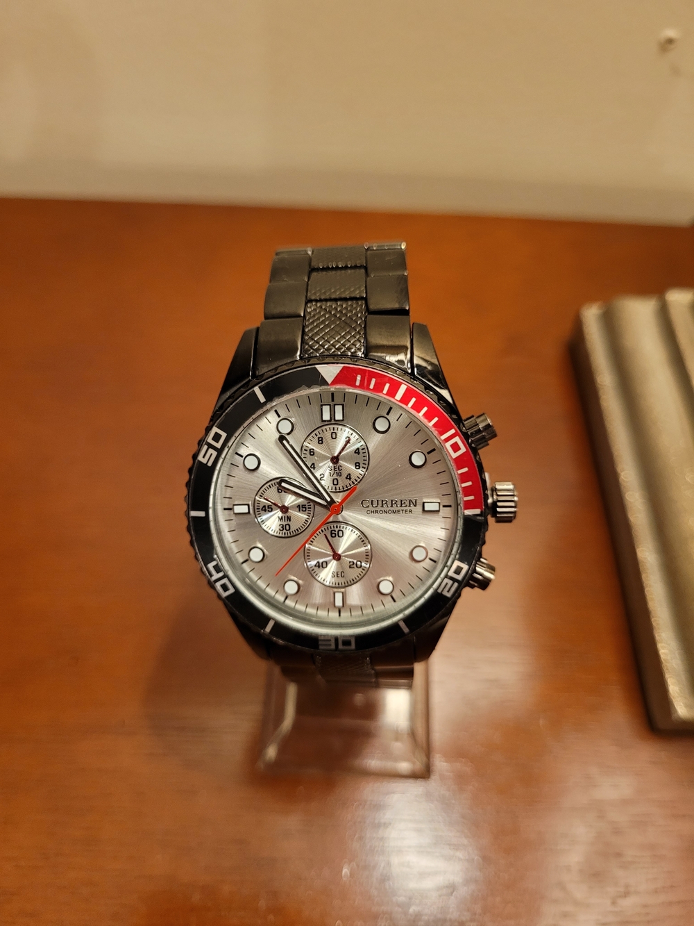 Brand New Curren Black and Silver Chronograph Men's Watch